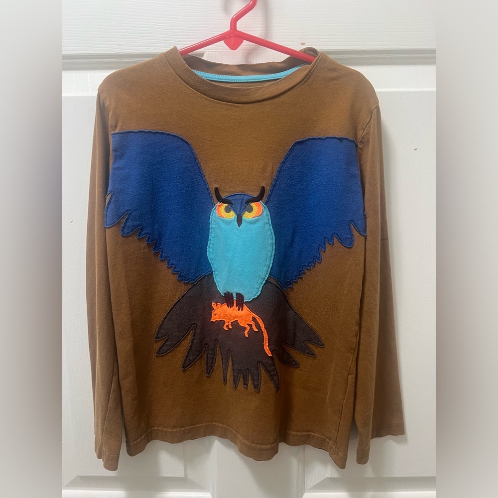 Boden Long Sleeve Tees in Brown and Blue with Bird Motifs